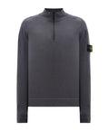 Stone Island Virgin Wool Quarter Zip Sweatshirt Dark Grey