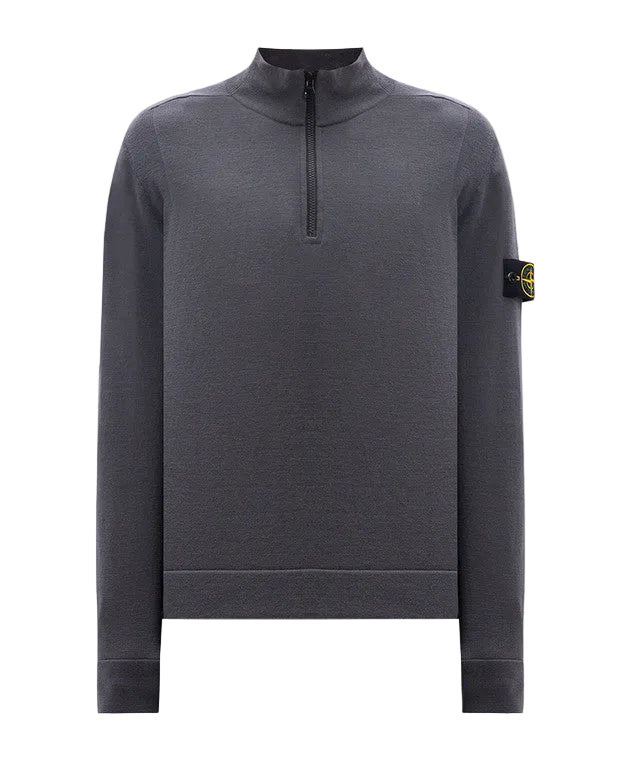 Stone Island Virgin Wool Quarter Zip Sweatshirt Dark Grey