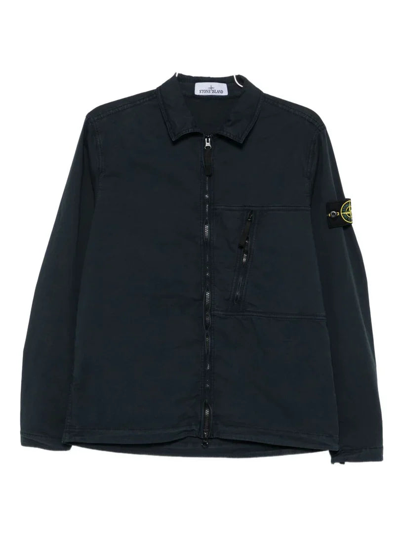 Stone Island Supima Cotton Twill Stretch Overshirt in Navy