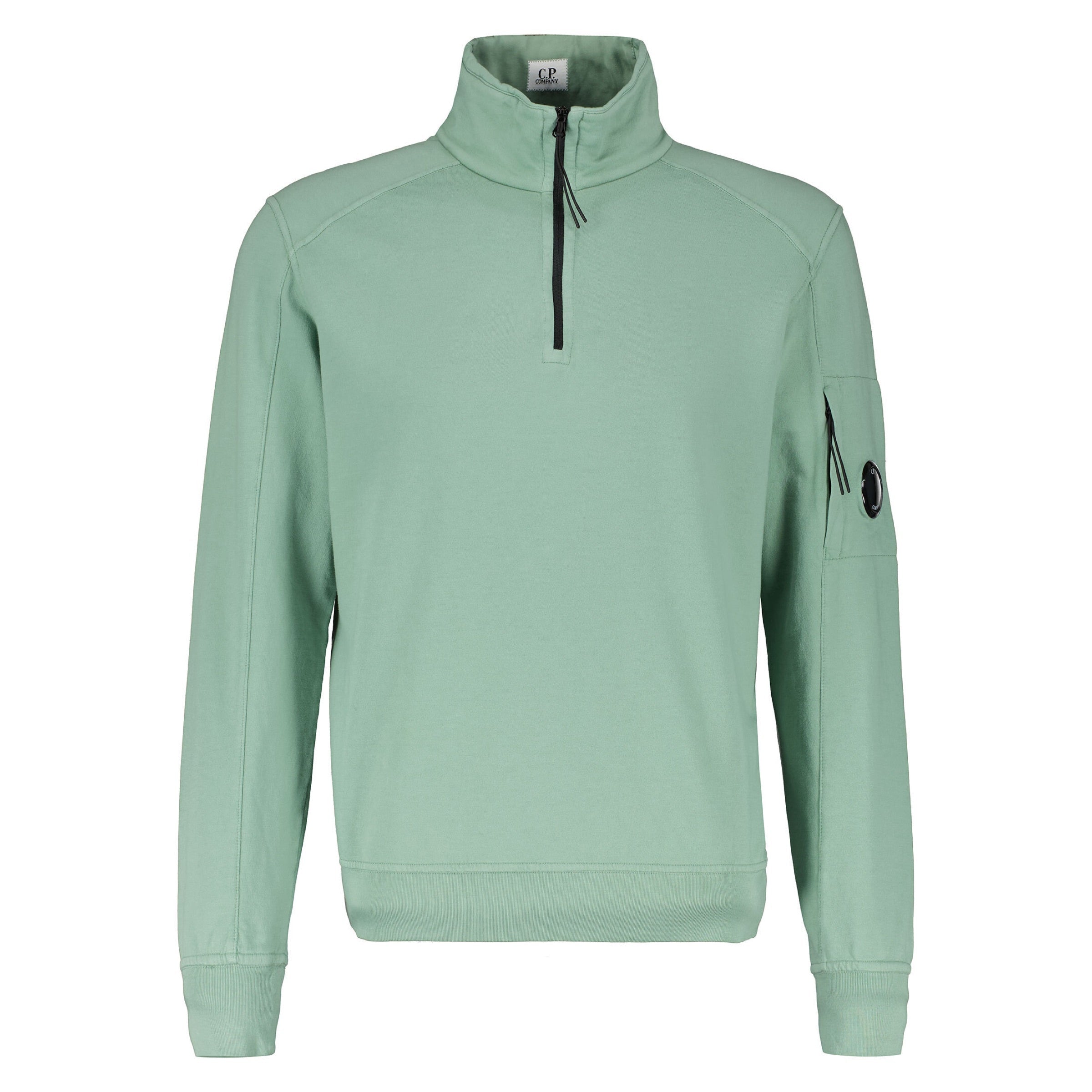 Cp Company 16Cm Light Fleece Lens Quarter Zip Green Bay