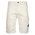 Cp Company 116A Satin Stretch Cargo Shorts In White