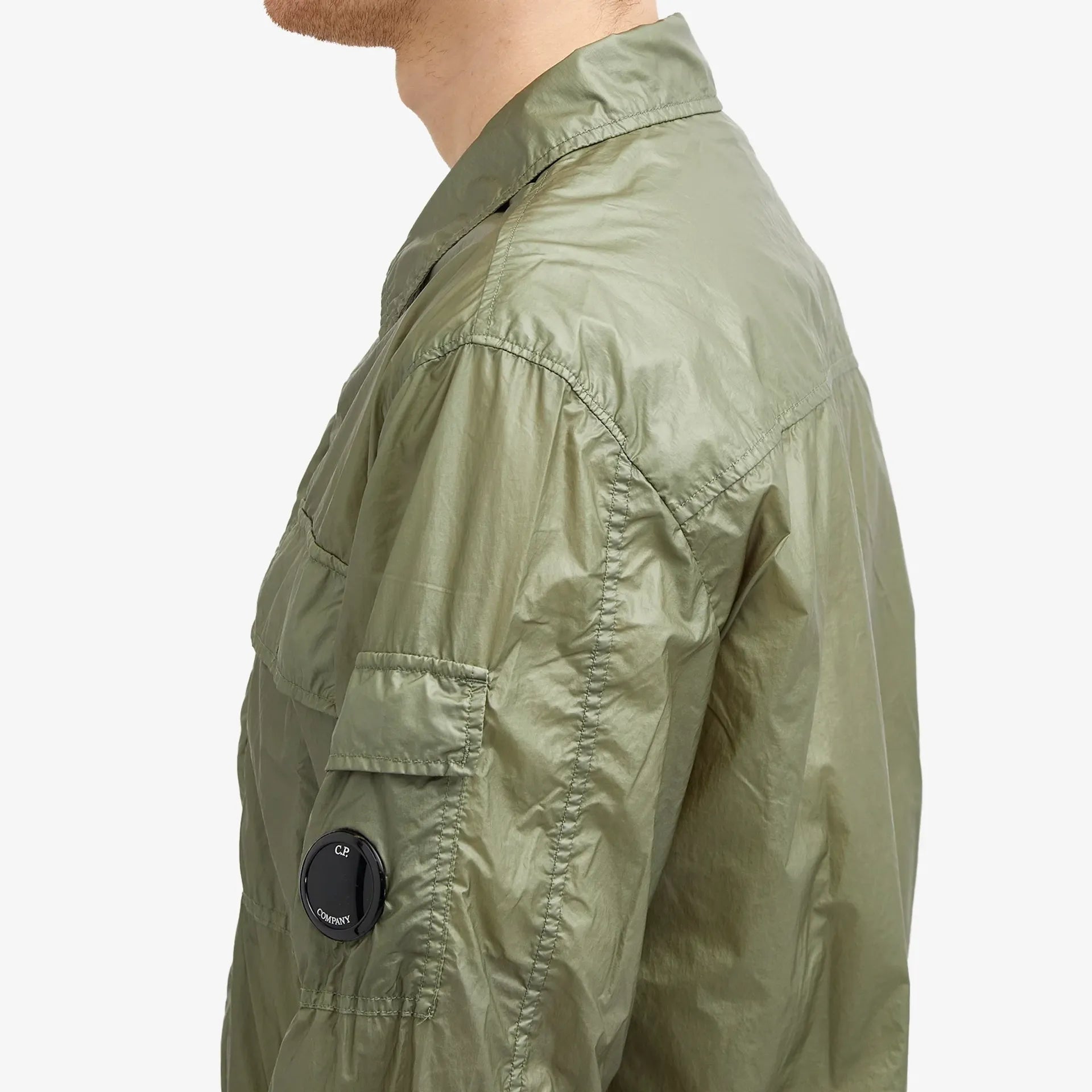 Cp Company Cs II Lens Overshirt In Agave Green