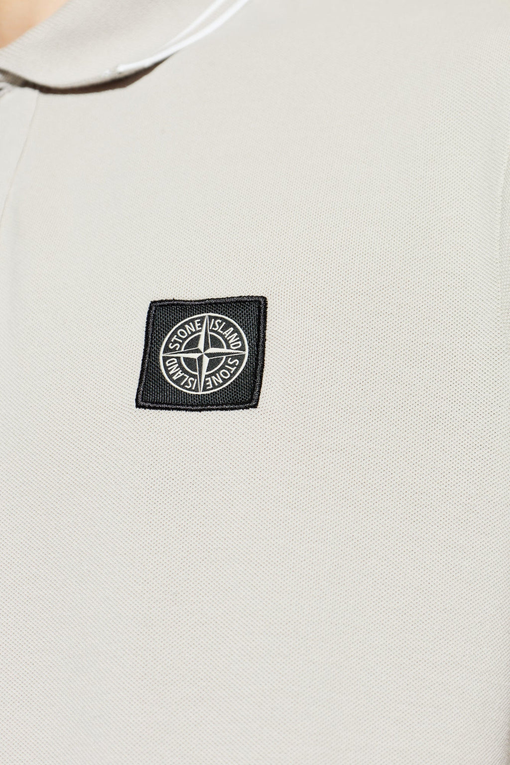 Stone Island Slim Fit Compass Logo Patch Polo Shirt In Pearl Grey