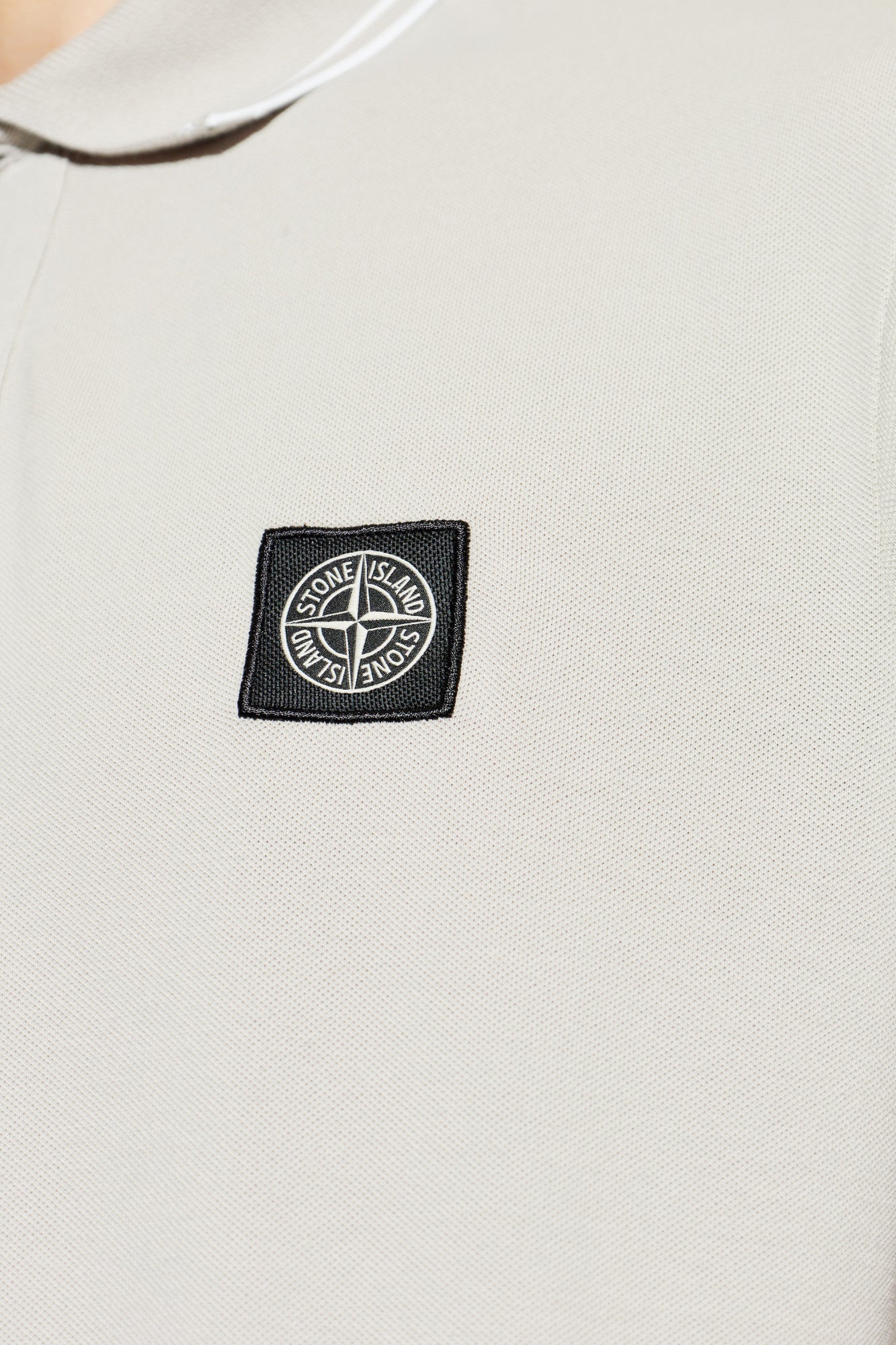 Stone Island Slim Fit Compass Logo Patch Polo Shirt In Pearl Grey
