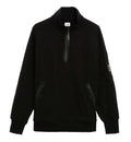 Cp Company 16Cm Diagonal Raised Quarter Zip Lens Sweatshirt In Black