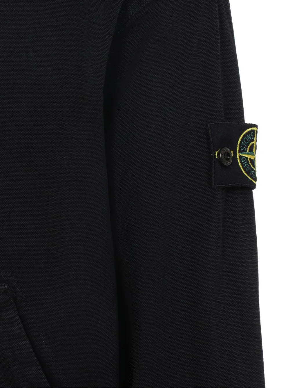 Stone Island Panama Organic Cotton Hooded Canvas Work Jacket In Black