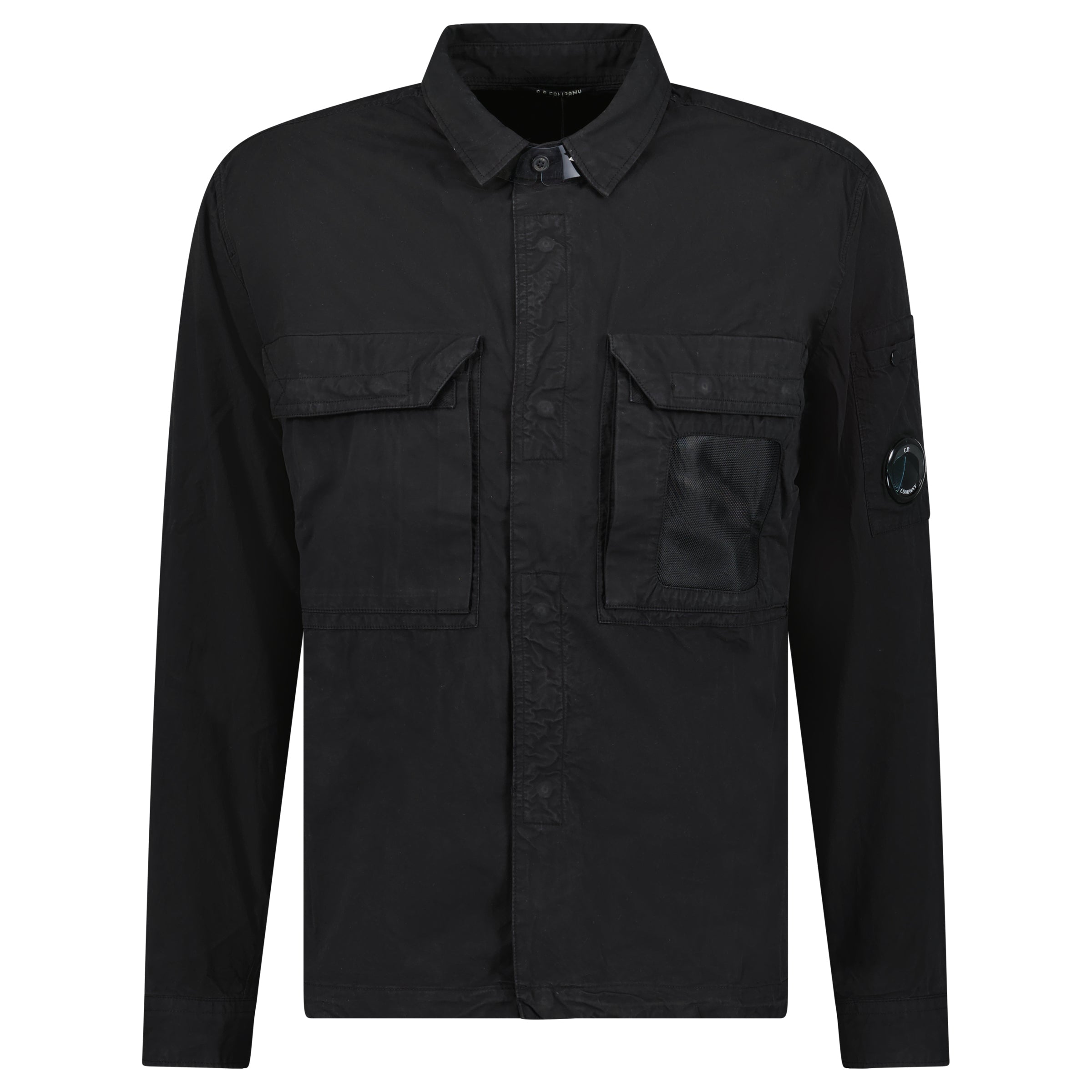 Cp Company 142A Organic Cotton Gabardine Overshirt In Black