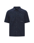 Cp Company Rip-Stop Embroidered Logo Short Sleeve Shirt in Navy