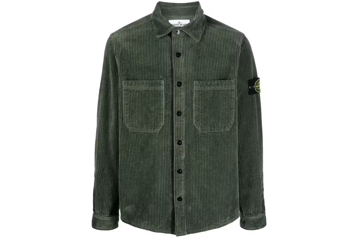 Stone Island Corduroy Overshirt In Green