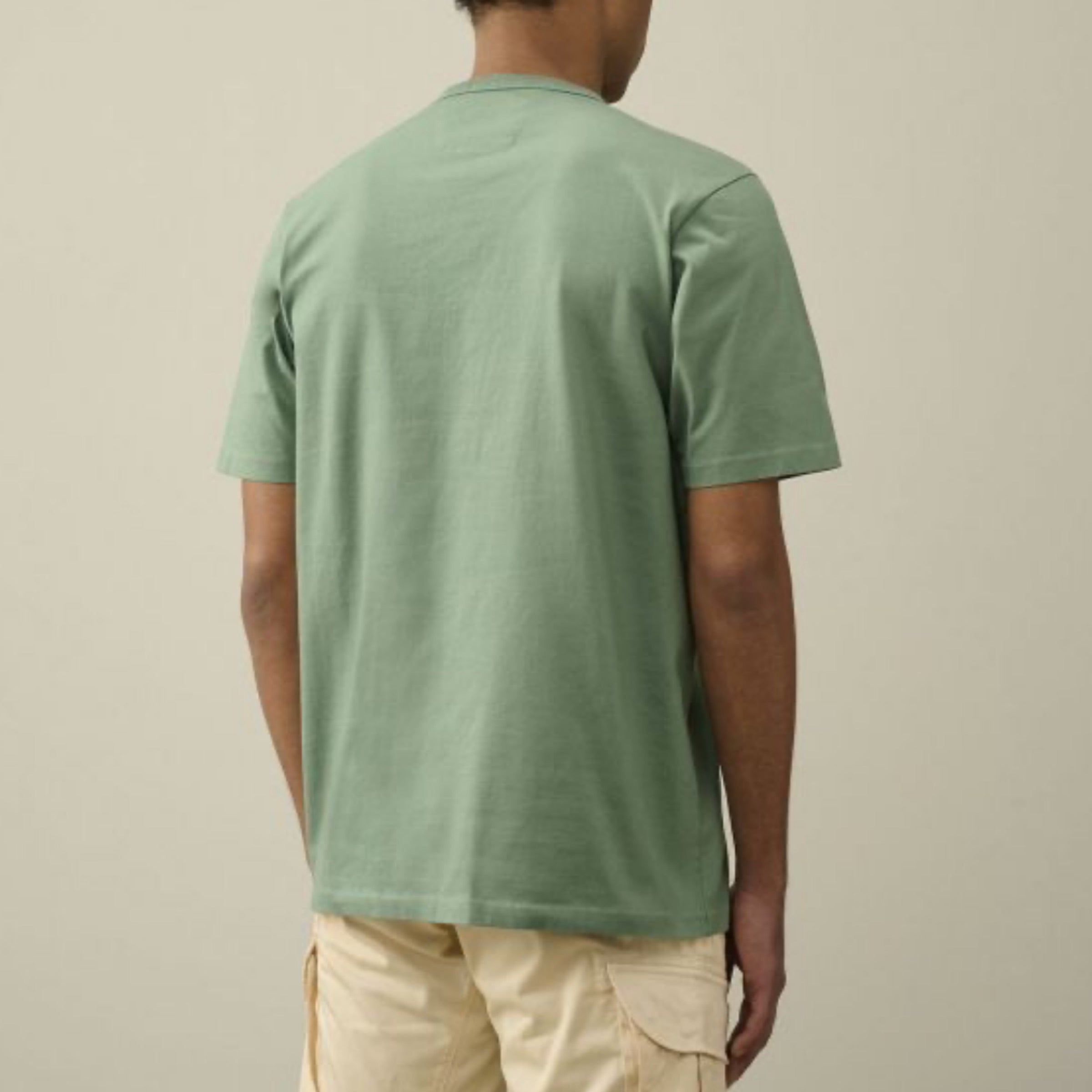Cp Company 148A Twisted Jersey Mercerized Cotton Embroidered Logo T-Shirt In Green Bay