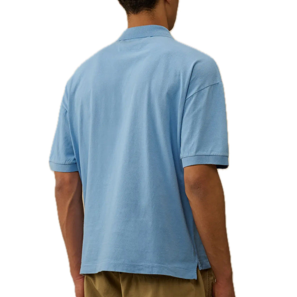 Cp Company Box Fit 989 Logo Polo Shirt In Light Blue