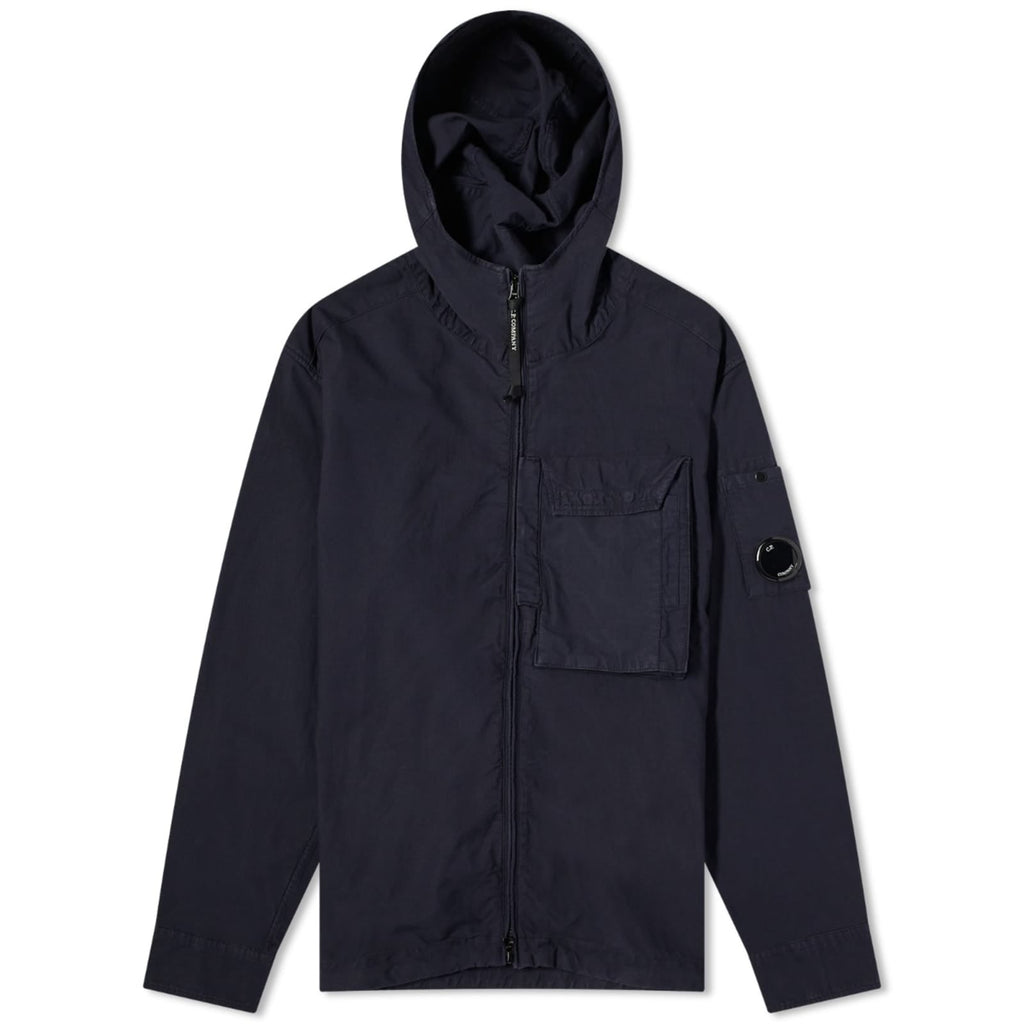 Cp Company 156A Ottoman Hooded Lens Overshirt In Navy