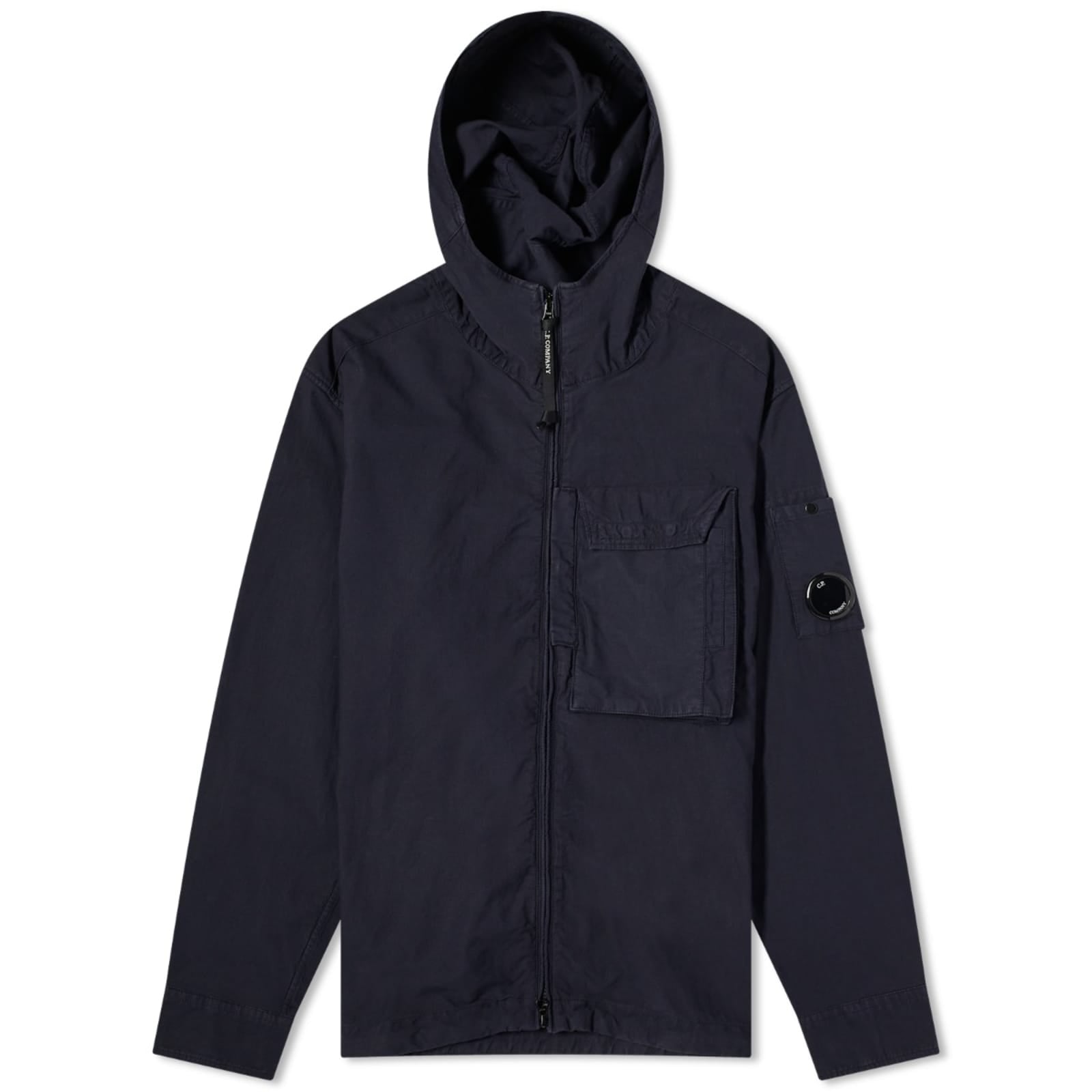 Cp Company 156A Ottoman Hooded Lens Overshirt In Navy