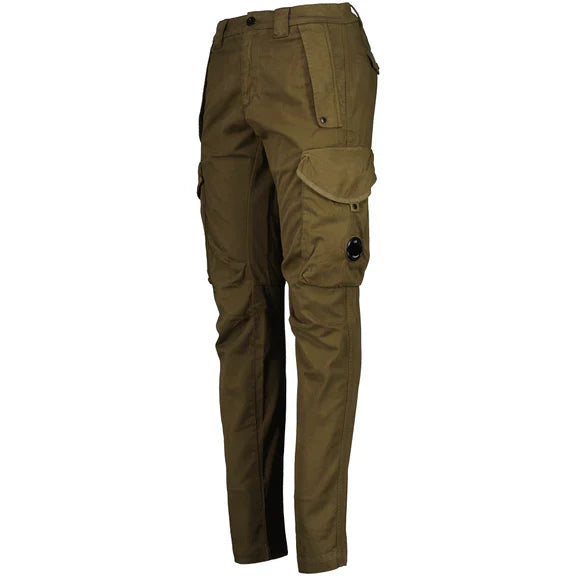 Cp Company 058A Stretch Satin Lens Cargo Pants In Ivy Green