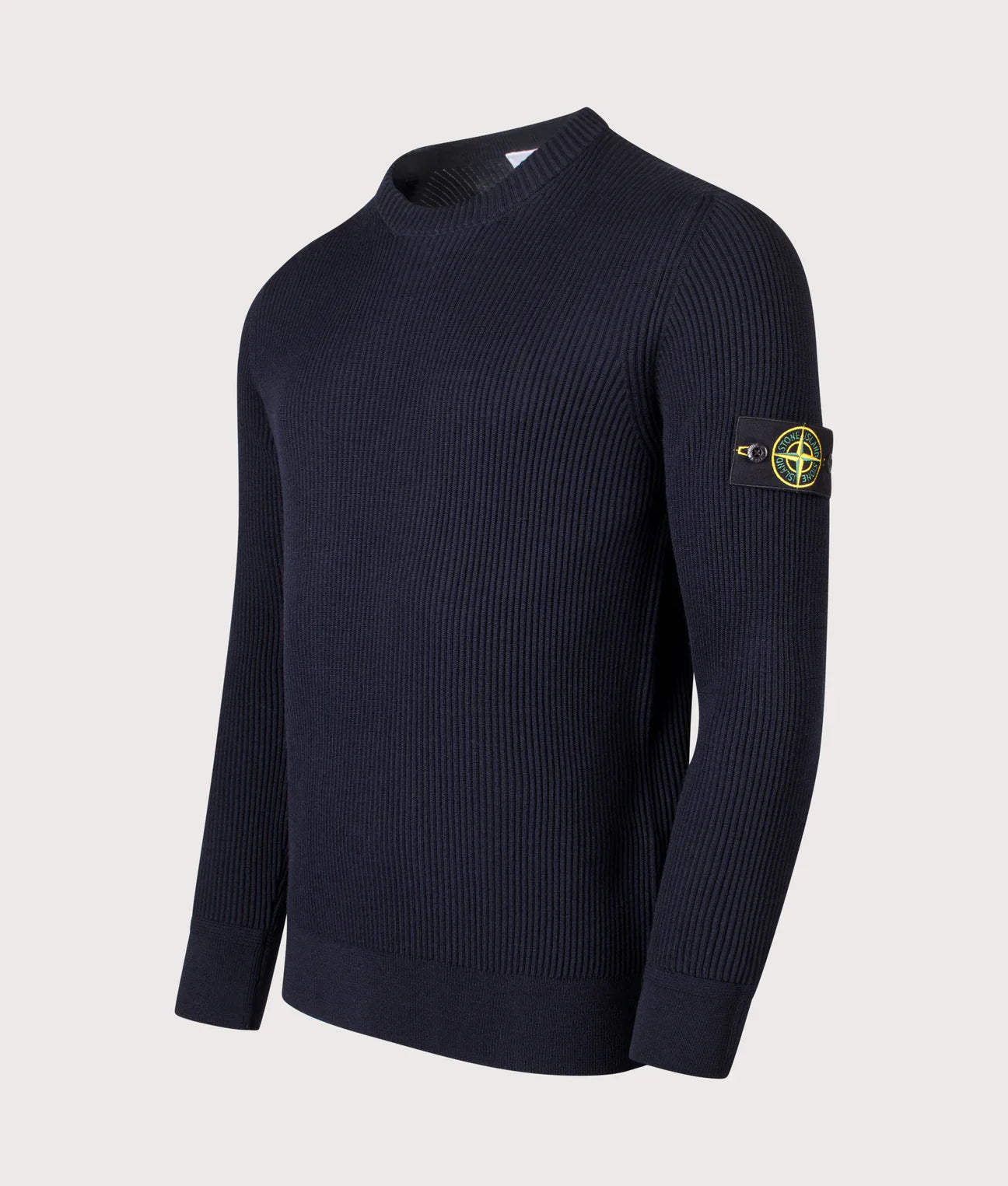 Stone Island Rib Knit Sweatshirt In Navy