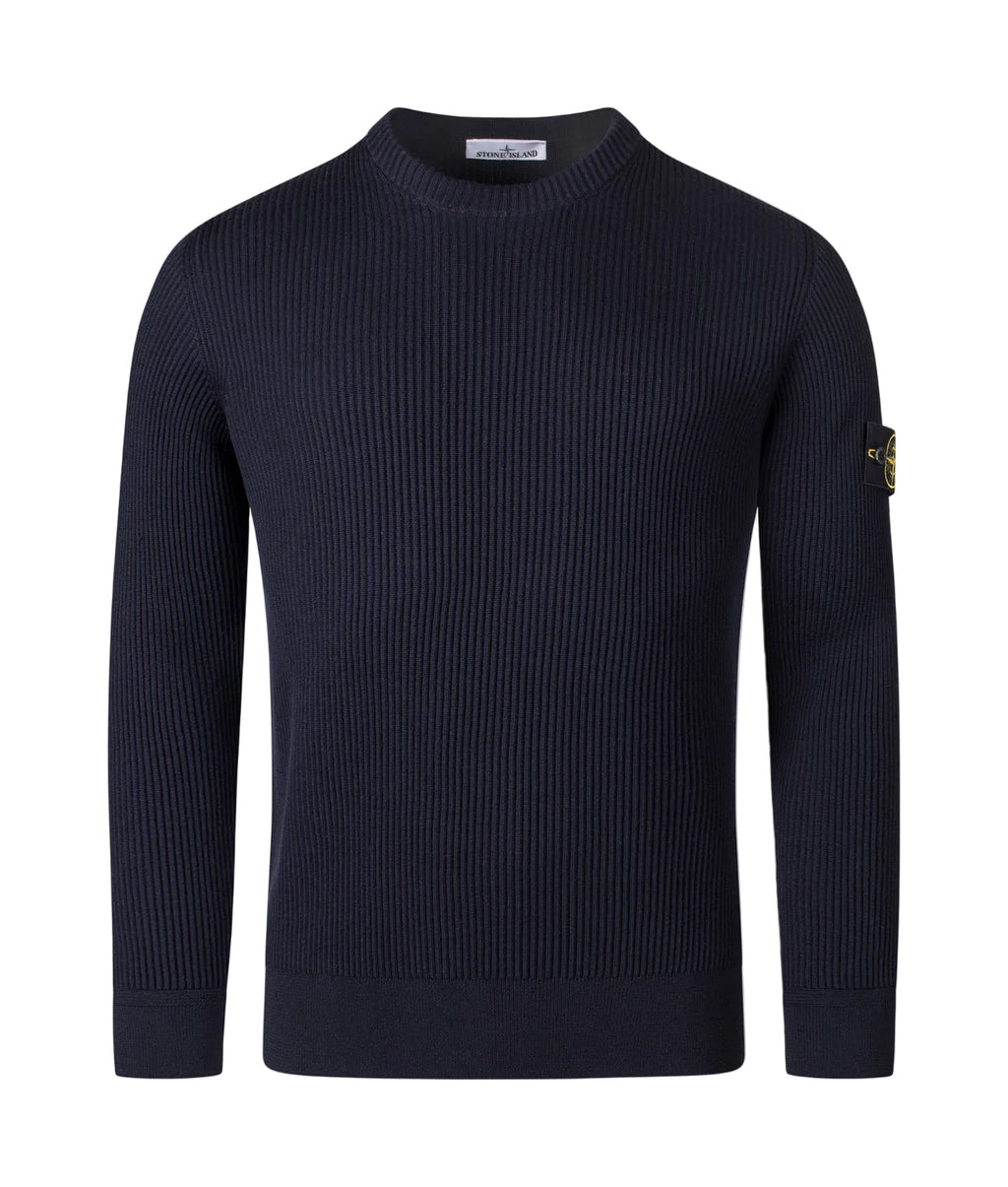 Stone Island Wool Crew Neck Sweatshirt In Navy