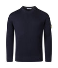 Stone Island Wool Crew Neck Sweatshirt In Navy