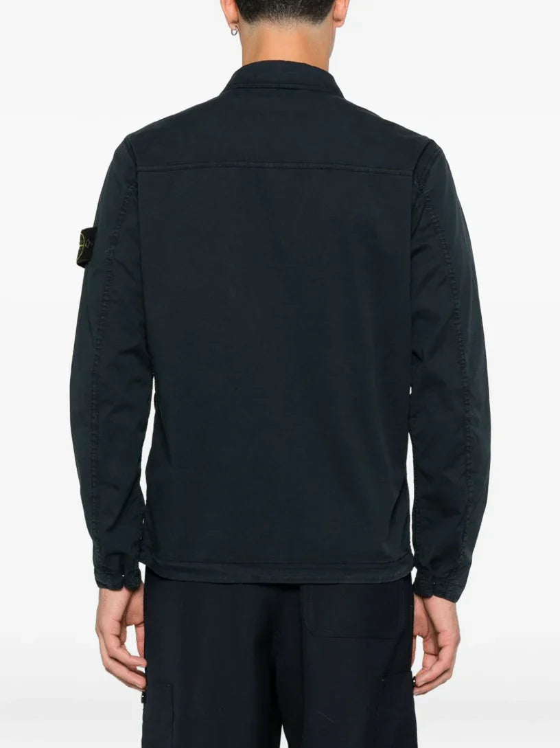 Stone Island Supima Cotton Twill Stretch Overshirt in Navy
