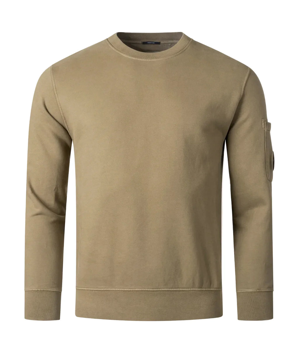 Cp Company Brushed Emerised Resist Dyed Lens Sweatshirt In Walnut Brown