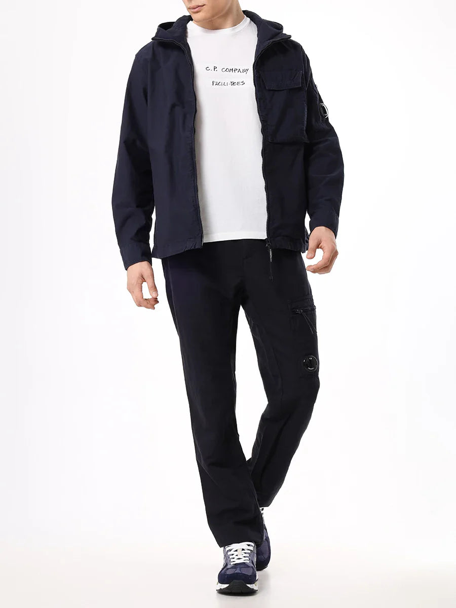 Cp Company 156A Ottoman Hooded Lens Overshirt In Navy