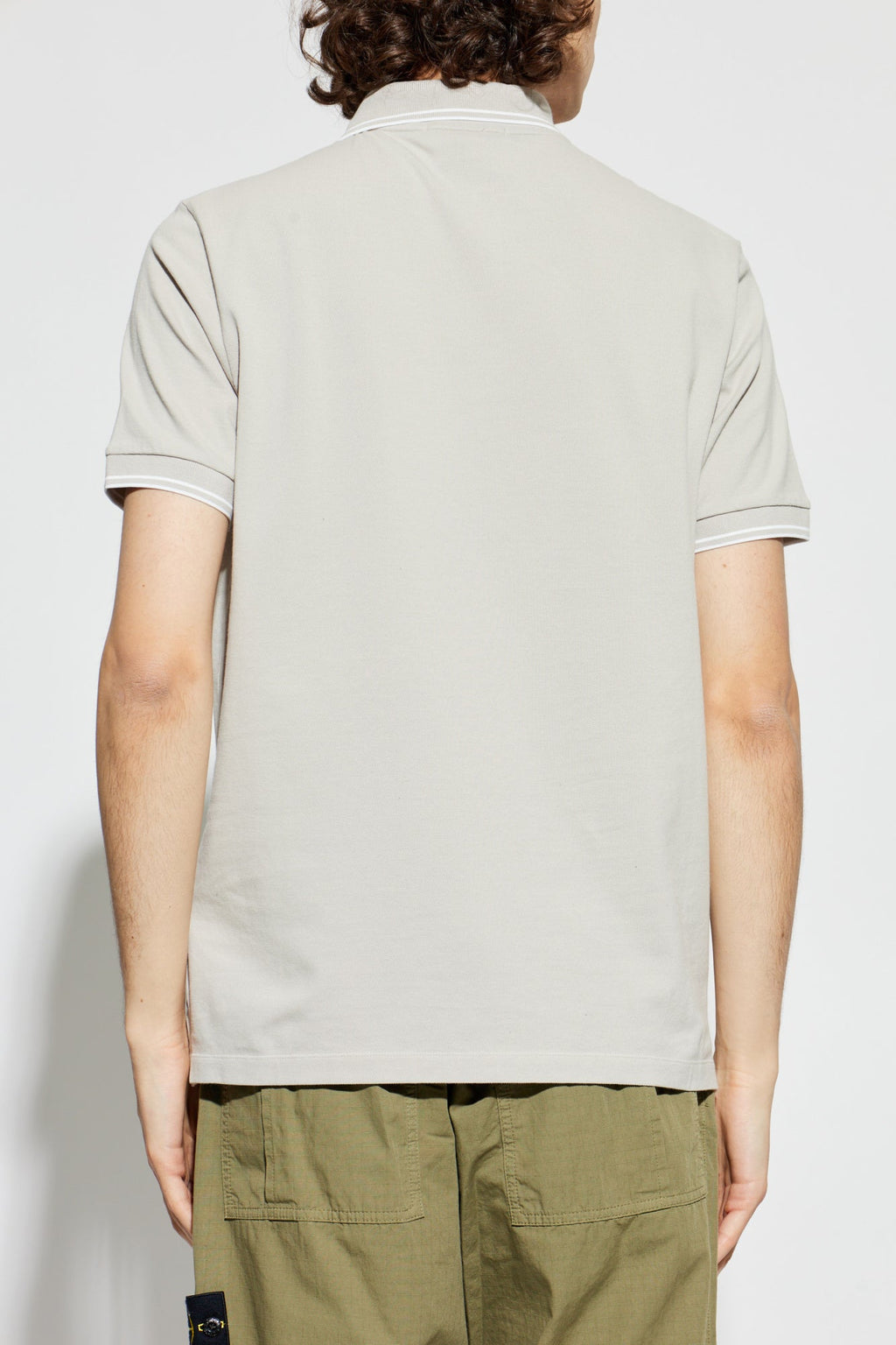 Stone Island Slim Fit Compass Logo Patch Polo Shirt In Pearl Grey