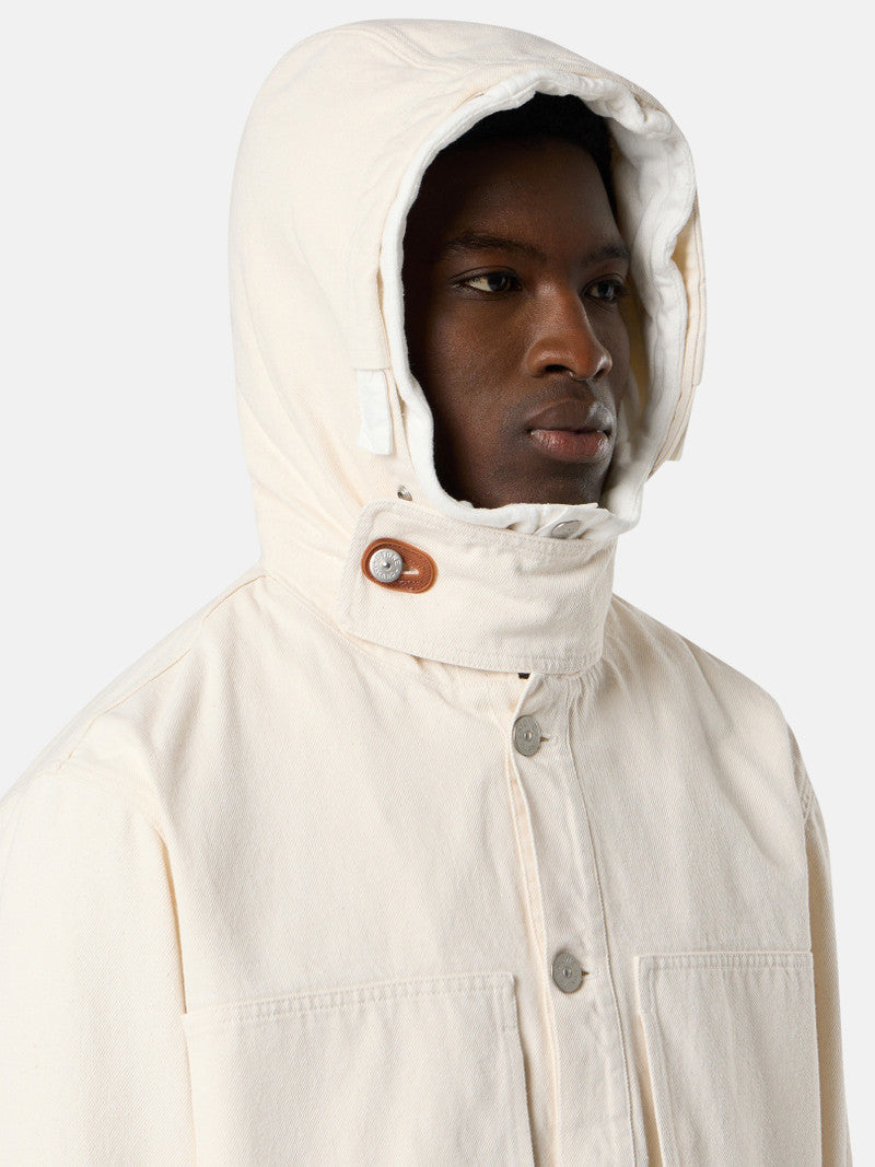 Stone Island Natural Cotton Gabardine Raw Beauty Jacket In Ivory