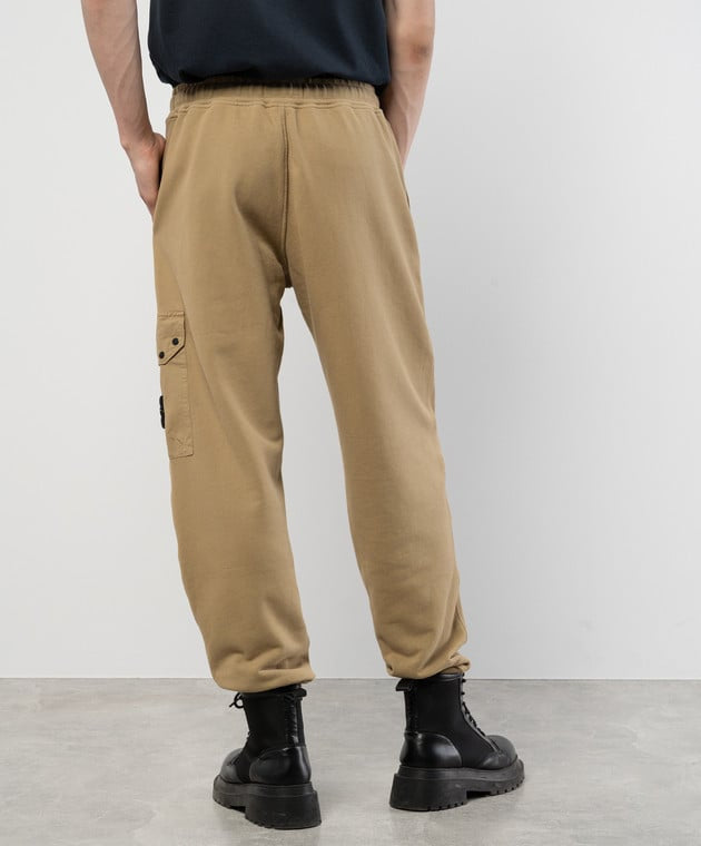 Stone Island Brushed Organic Cotton Fleece Joggers In Biscuit