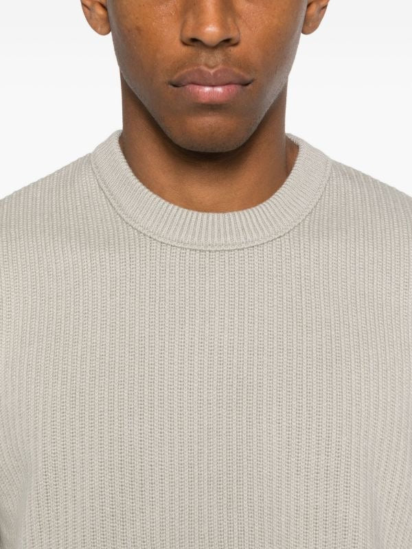 Stone Island Ribbed Sweatshirt In Pearl Grey