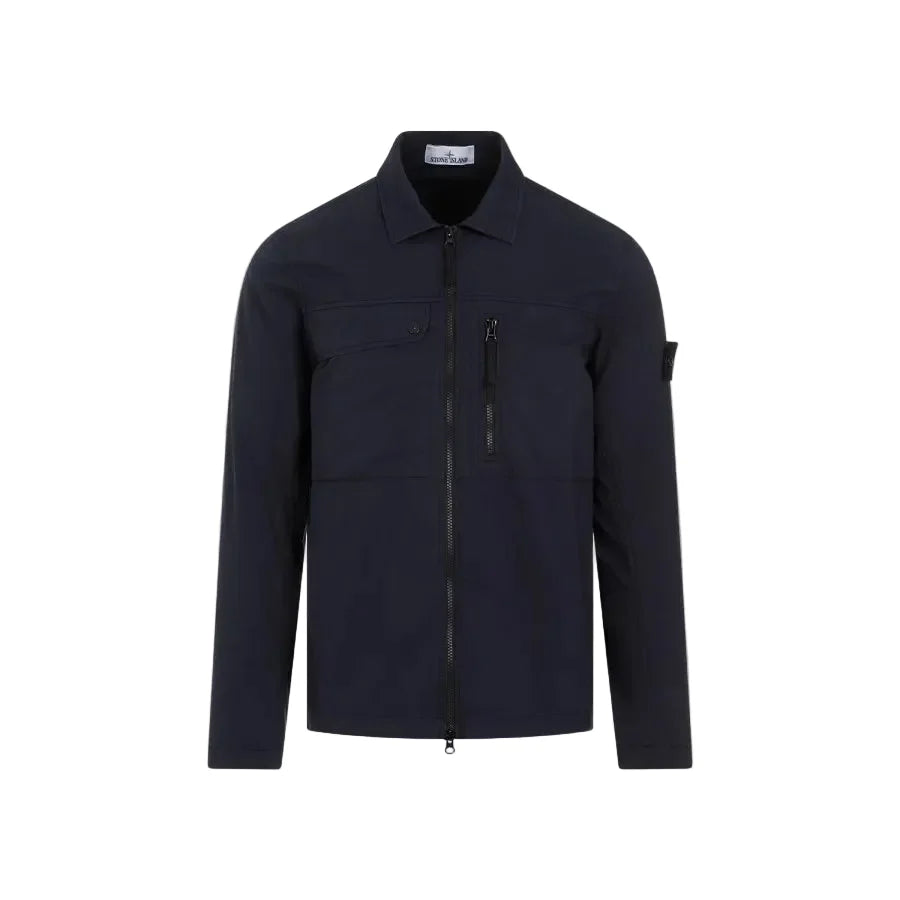 Stone Island Supima Cotton Twill Stretch-Tc Shirt In Navy