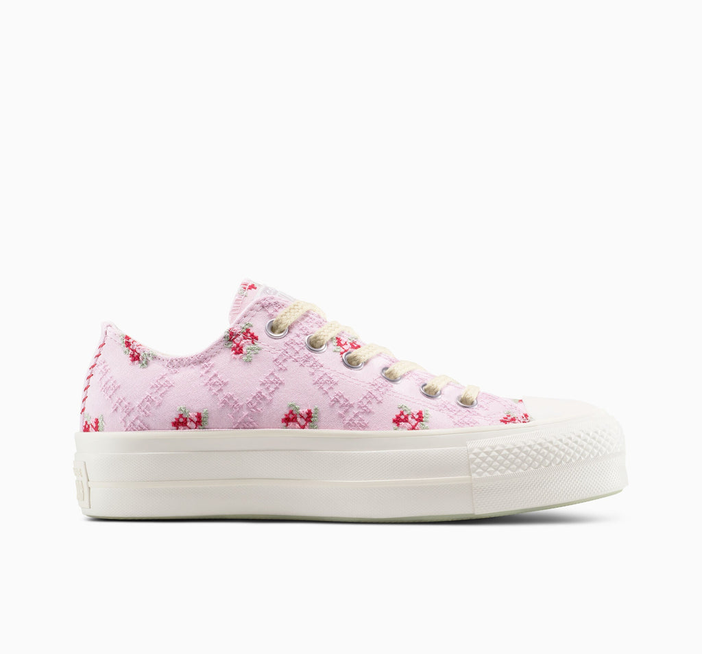 Chuck Taylor All Star Lift Platform Rose Cross Stitch Low Top