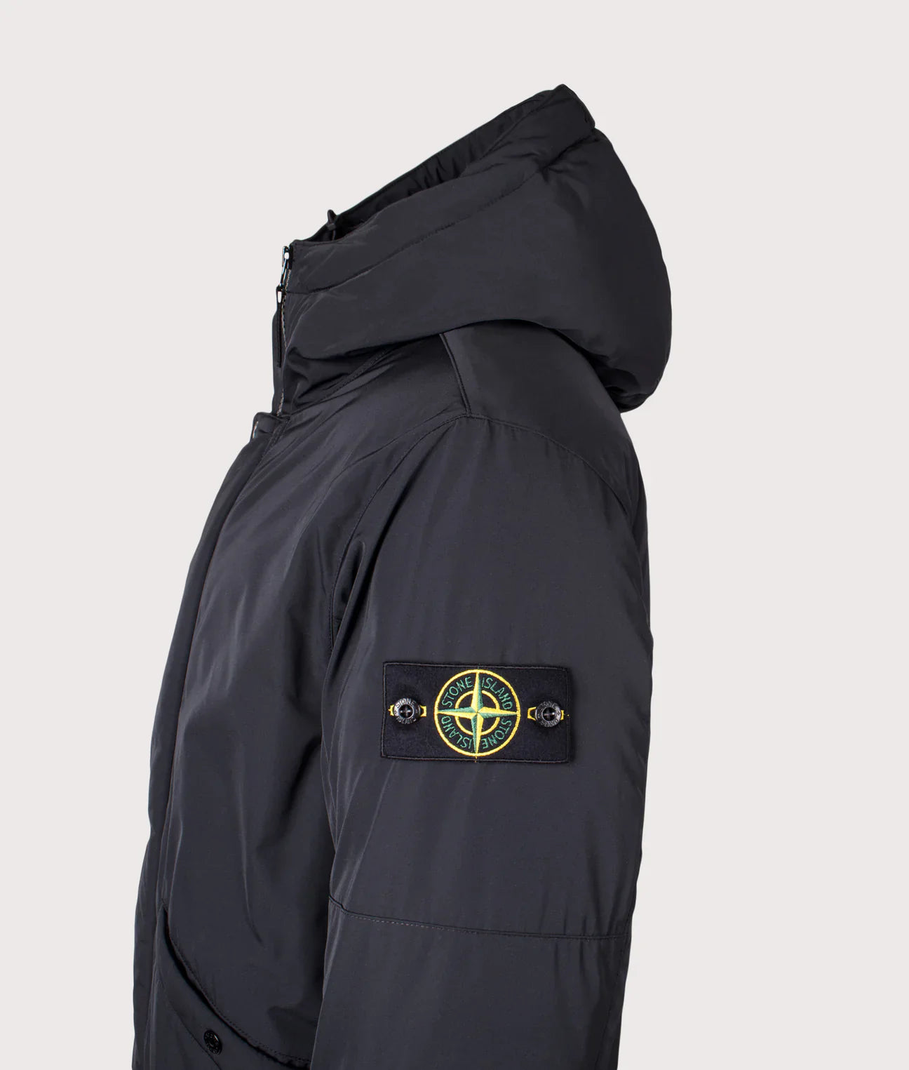 Stone Island Micro Twill Down Parka In Black