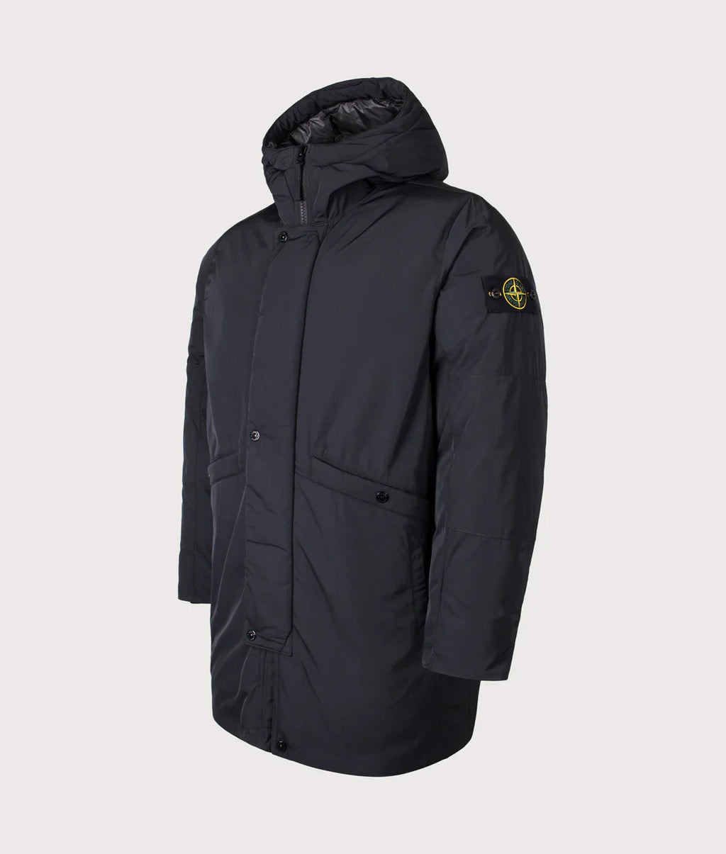 Stone Island Micro Twill Down Parka In Black