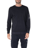 Cp Company Extrafine Merino Wool Lens Sweatshirt In Navy