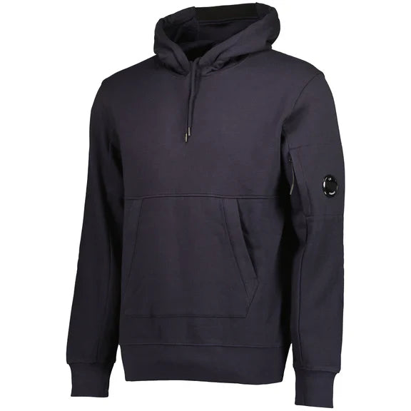 Cp Company 16cm Diagonal Raised Lens Overhead Hoodie In Navy