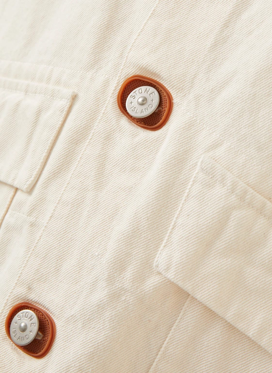 Stone Island Raw Denim Vest Natural Cotton Gabardine In Ivory