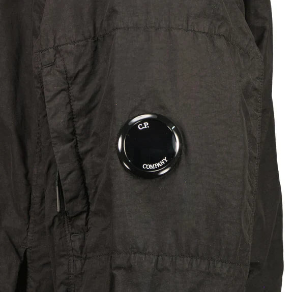Cp Company Flatt Nylon Reversible Hooded Lens Jacket In Black