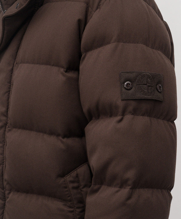 Stone Island Ghost Twill Wool-Tc Down Jacket In Brown