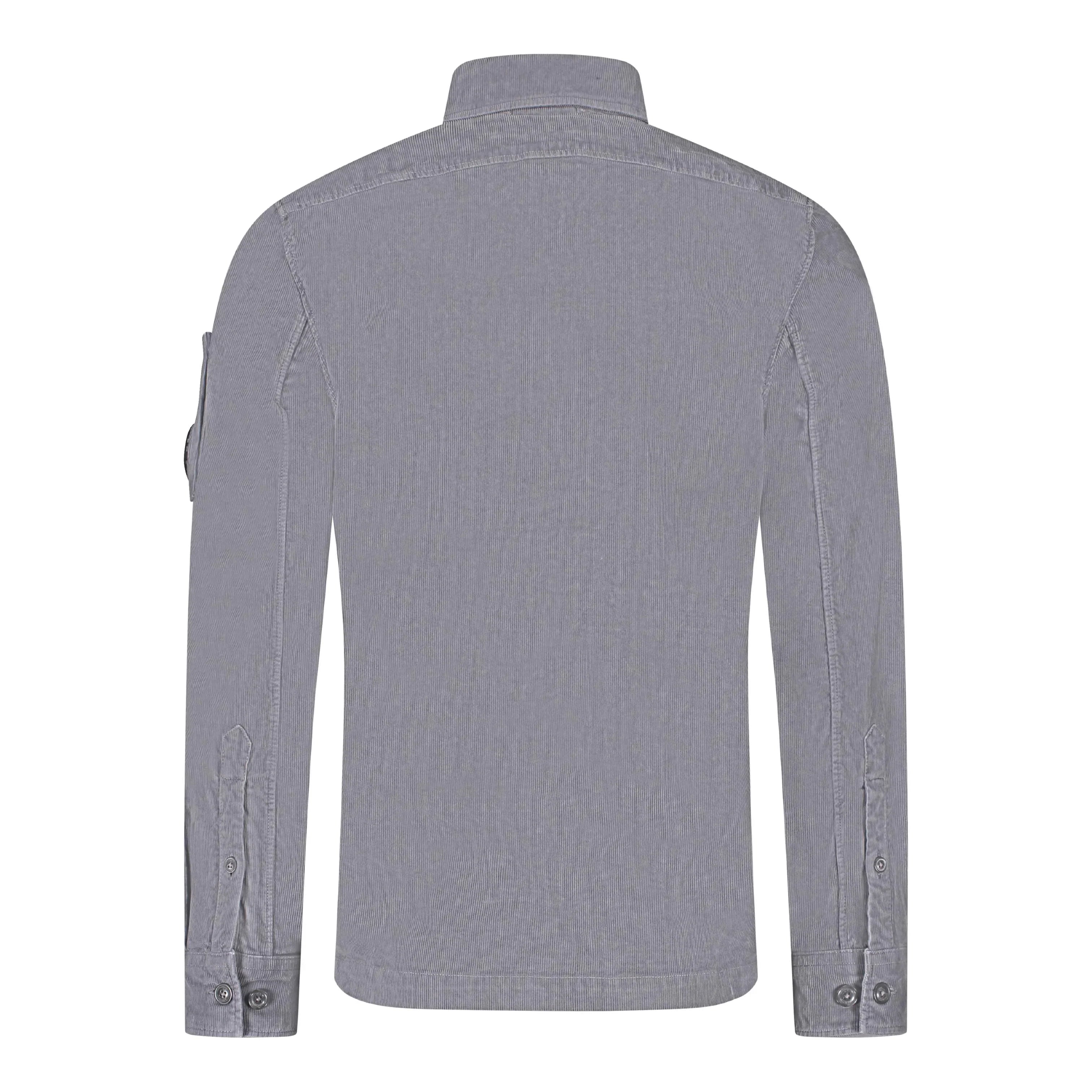 Cp Company Corduroy Button Up Shirt in Excalibur Grey