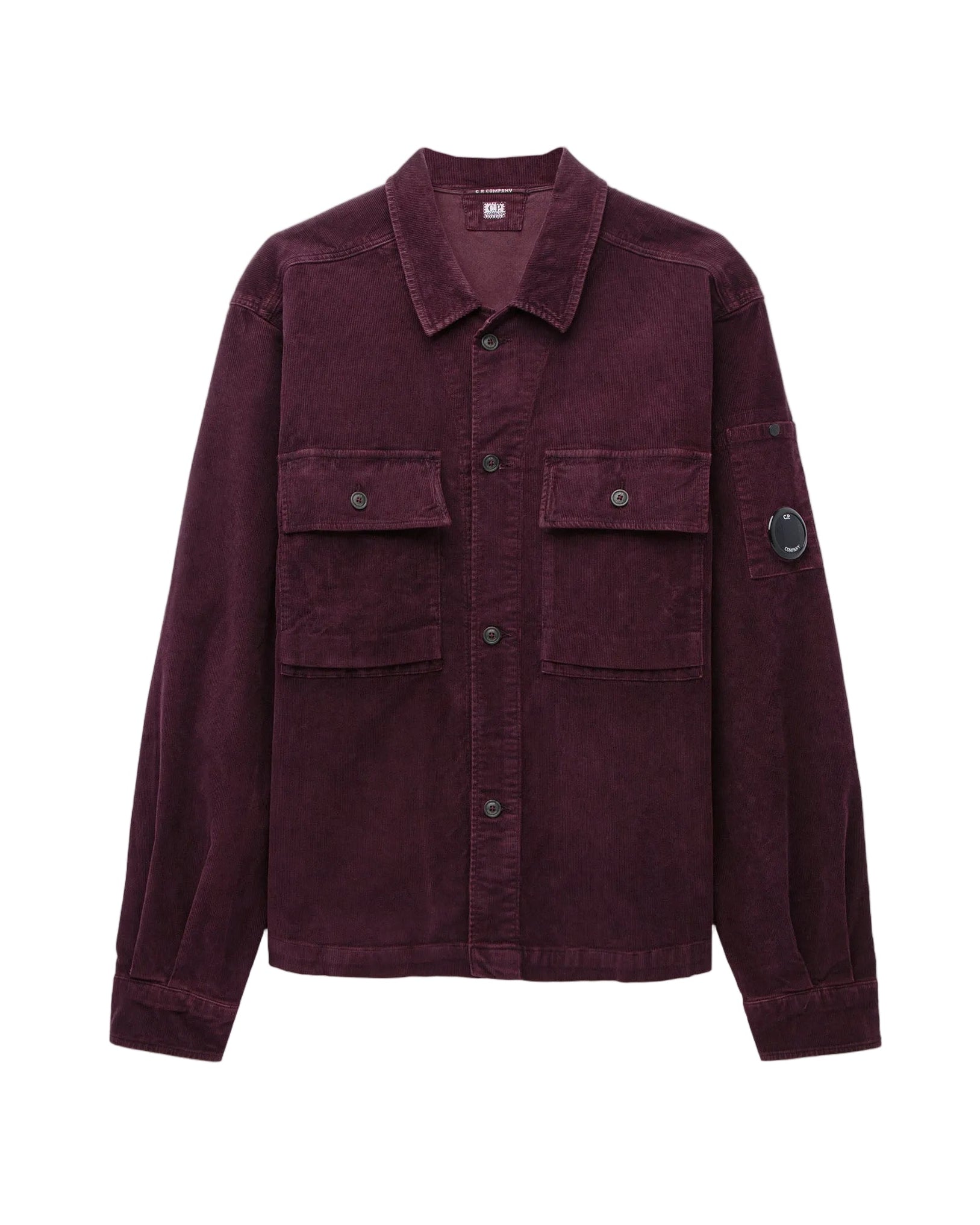 Cp Company Corduroy Utility Lens Overshirt In Potent Purple