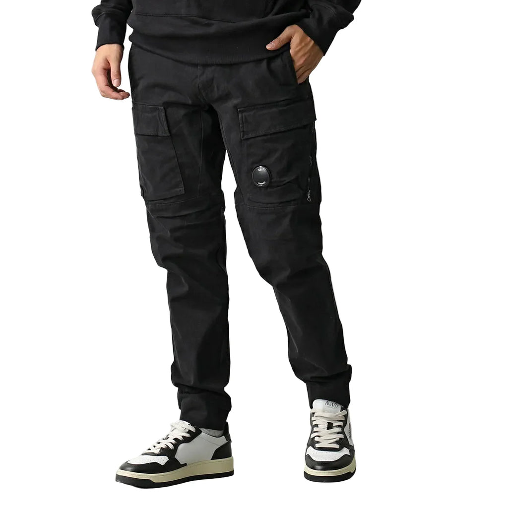 Cp Company 231A Satin Stretch Lens Cargo Pants In Black