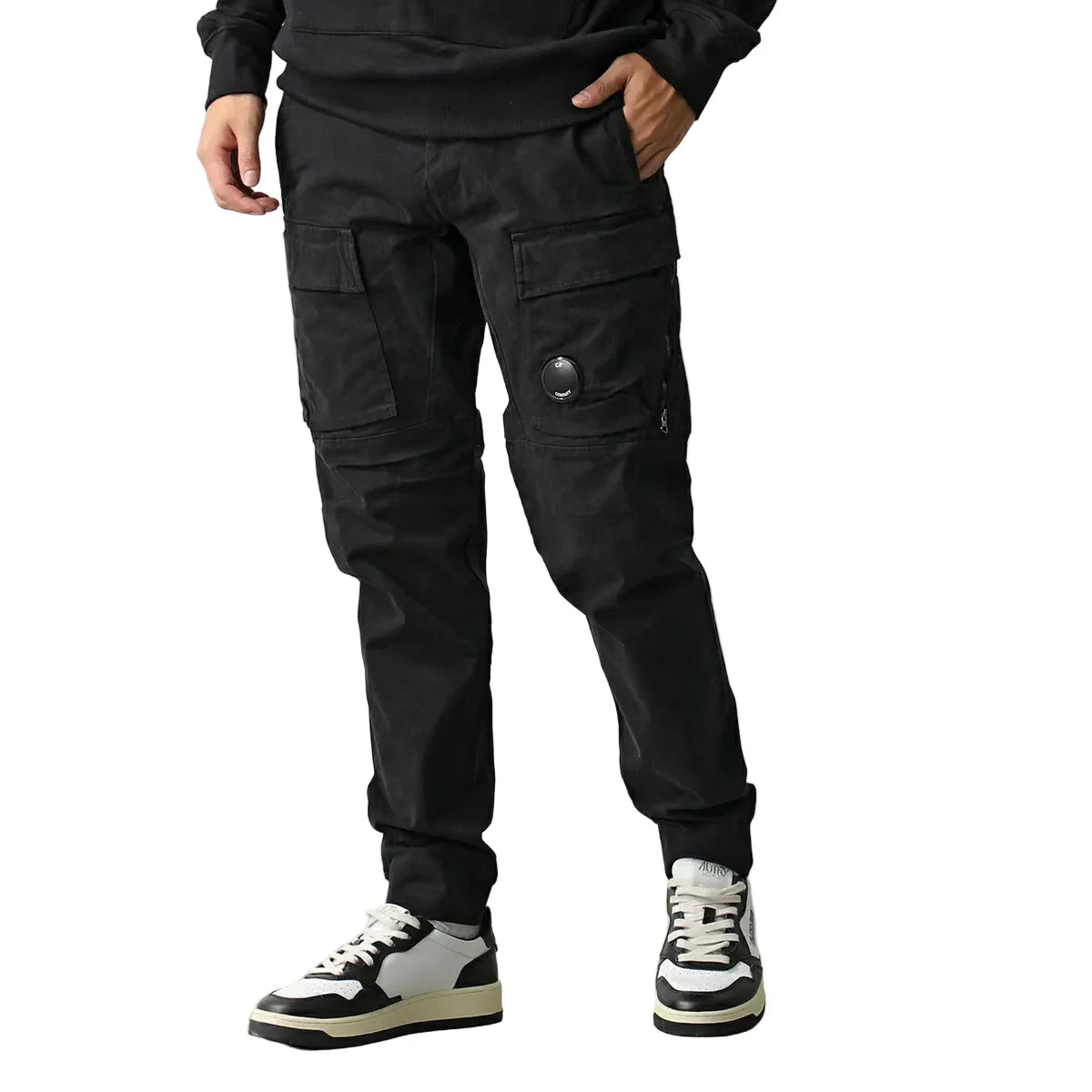 Cp Company 231A Satin Stretch Lens Cargo Pants In Black