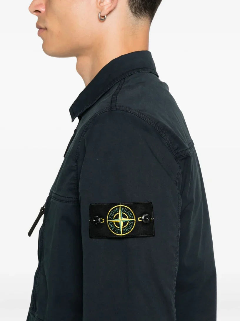 Stone Island Supima Cotton Twill Stretch Overshirt in Navy