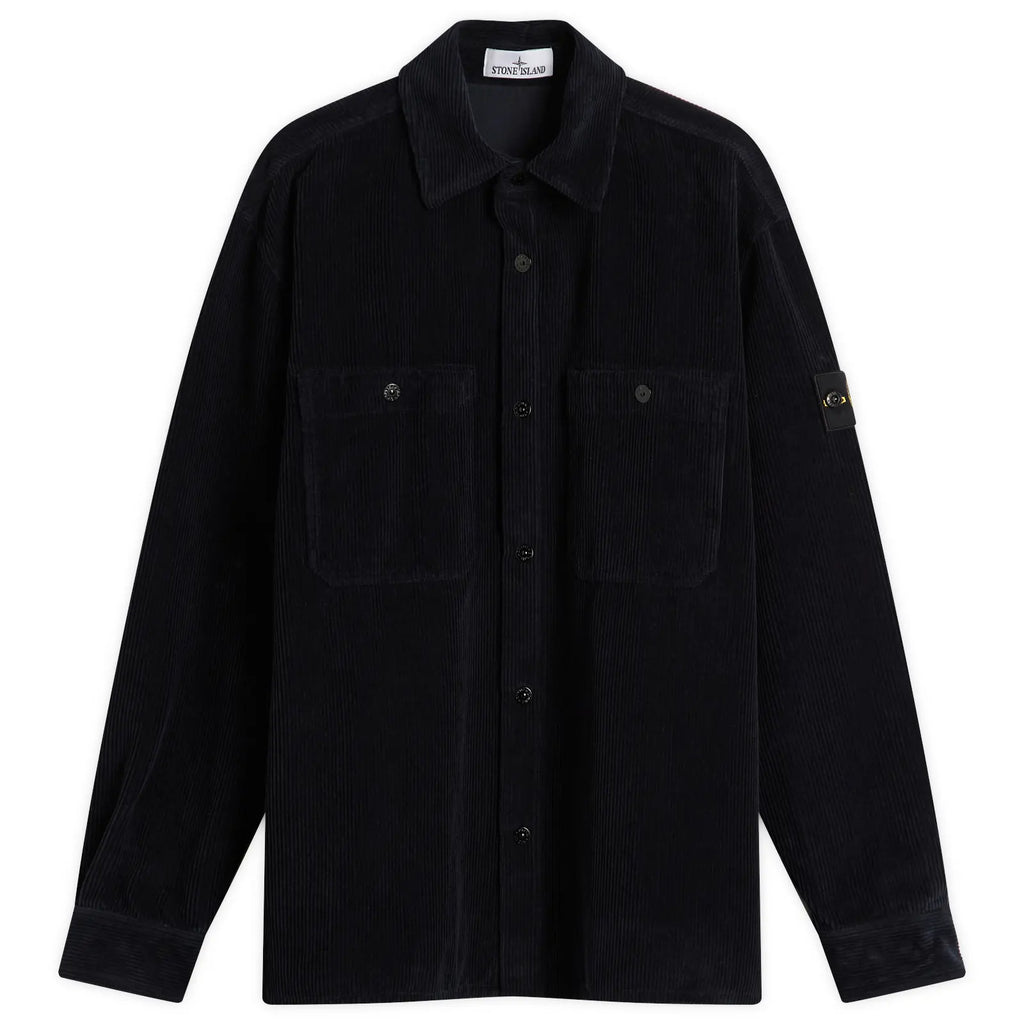 Stone Island Corduroy Overshirt In Navy
