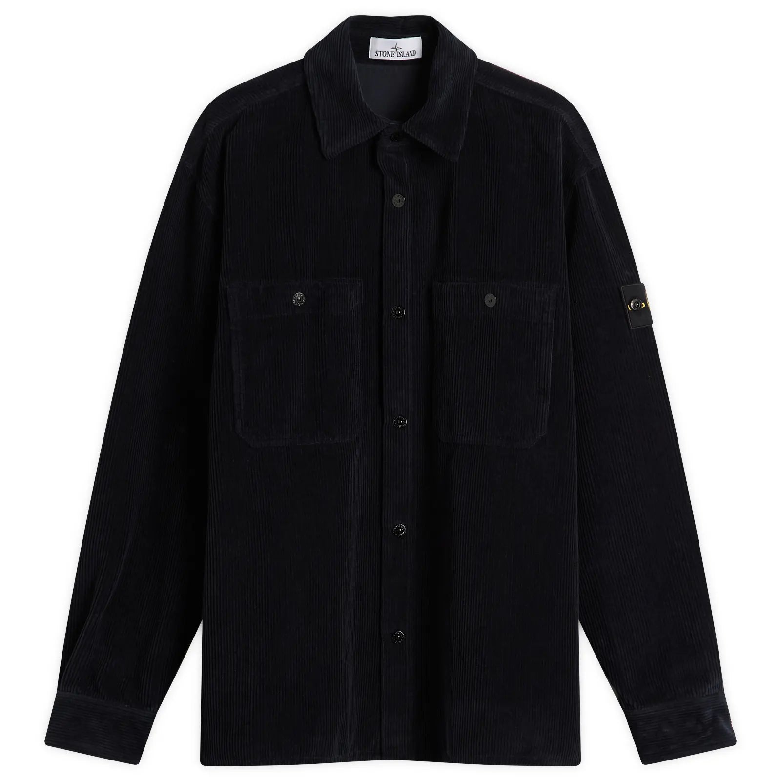 Stone Island Corduroy Overshirt In Navy