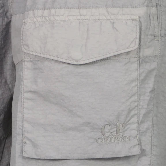 Cp Company Flatt Nylon Pocket Logo Swim Shorts In Limestone