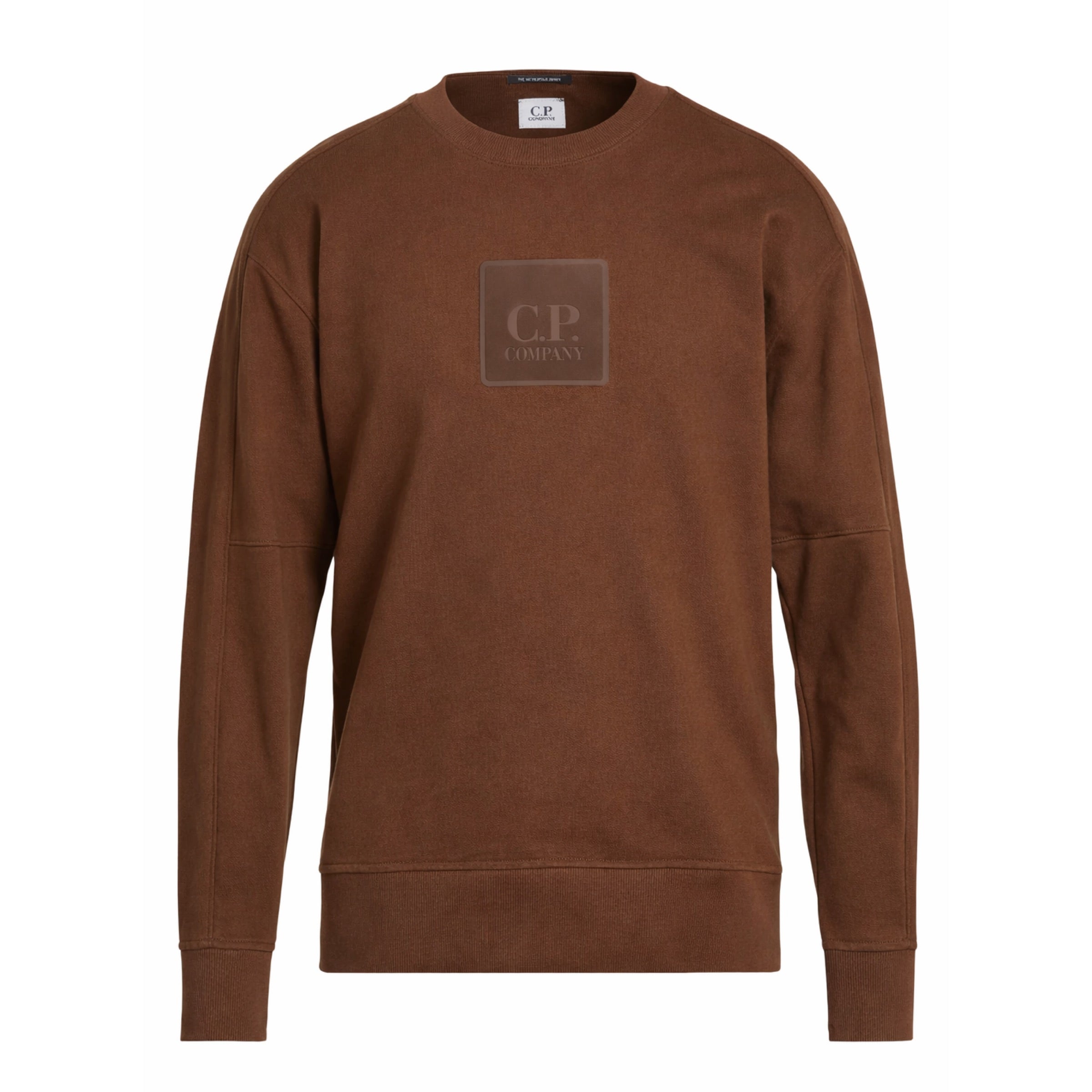 Cp Company Metropolis Rubber Logo Sweatshirt In Brown