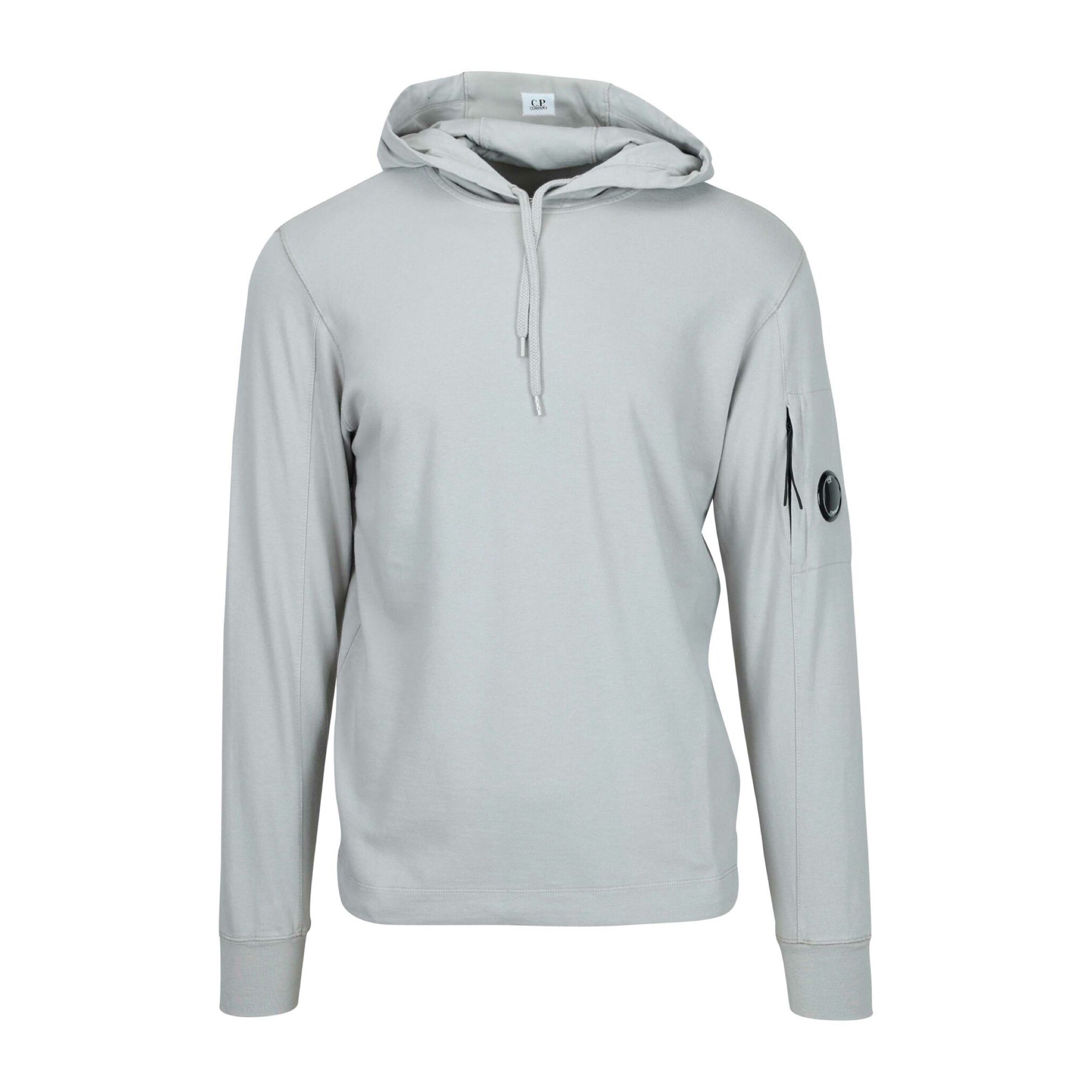 Cp Company 033A Light Fleece Lens Overhead Hoodie In Drizzle Grey
