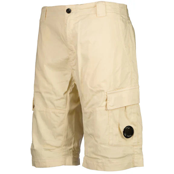 Cp Company 116A Satin Stretch Cargo Shorts In Pistachio Shell