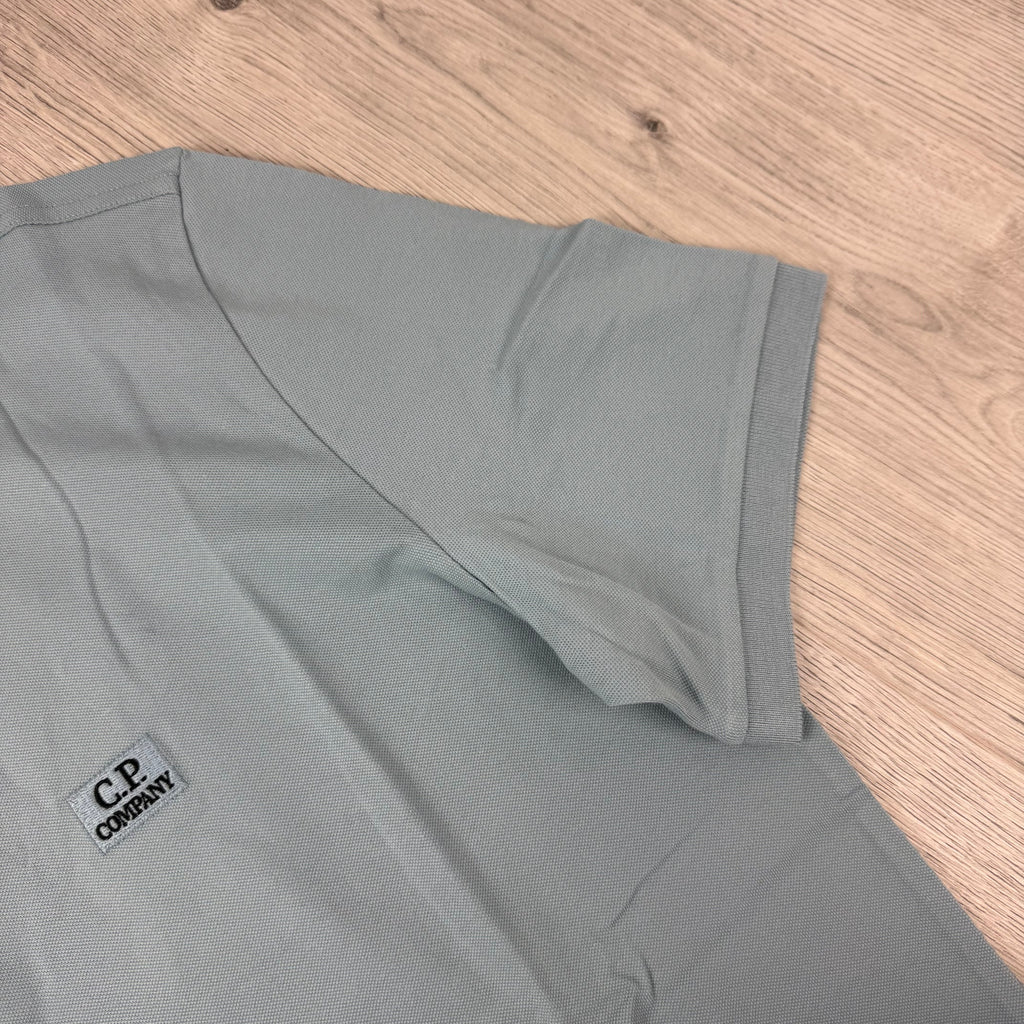 CP Company Piquet Polo Shirt - Silver Blue