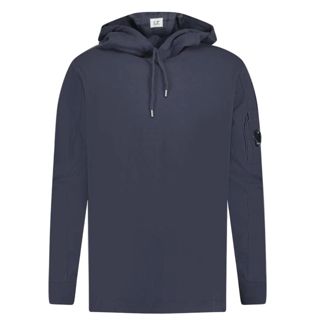Cp Company Light Fleece Lens Overhead Hoodie In Navy